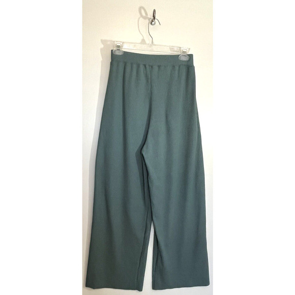Alma Design Wide Leg Cropped Pants Size L Pull on in Green Pockets - Picture 8 of 10